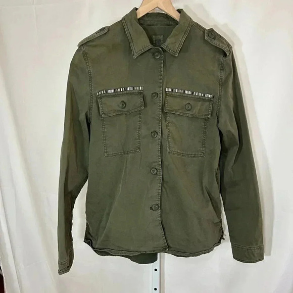 Gap Shacket Size Large Green Utility Cargo Women’s Shirt Jacket Utility Army - Picture 1 of 9